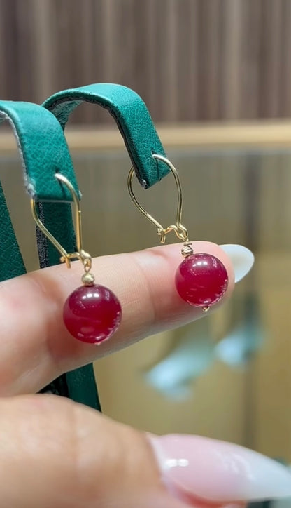 Boucles D'oreilles VALORA en Or 18k Avec Une Pierre Ruby Naturelle